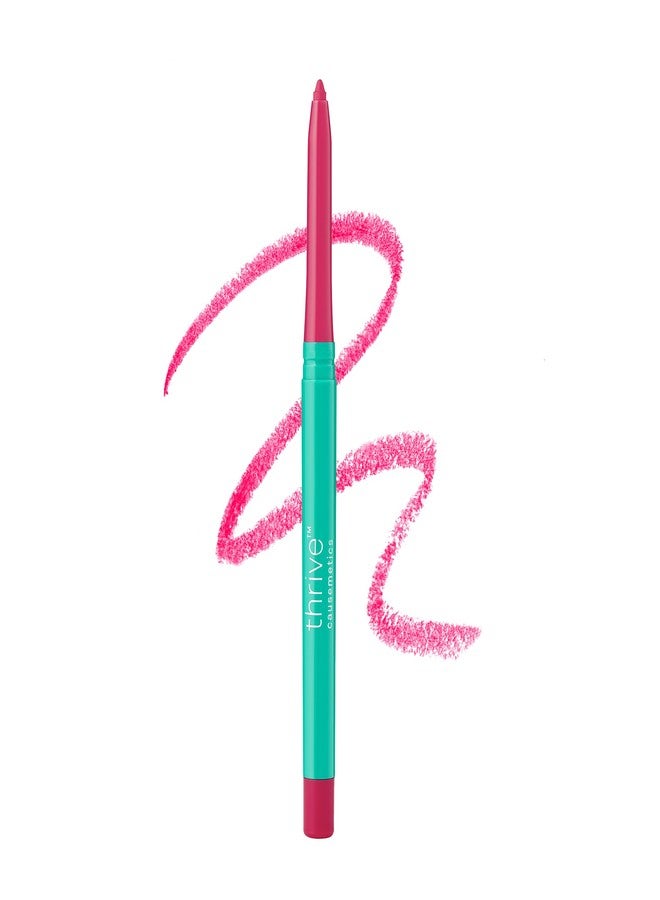 قلم تحديد الشفاه Thrive Causemetics Lip Filler طويل الأمد + مُكبِّر للشفاه، مُرطِّب للشفاه بزبدة الشيا، قلم تحديد شفاه قابل للسحب، مبراة مدمجة، نباتي وخالٍ من القسوة، لون أسود (وردي فوشيا) - Image 1